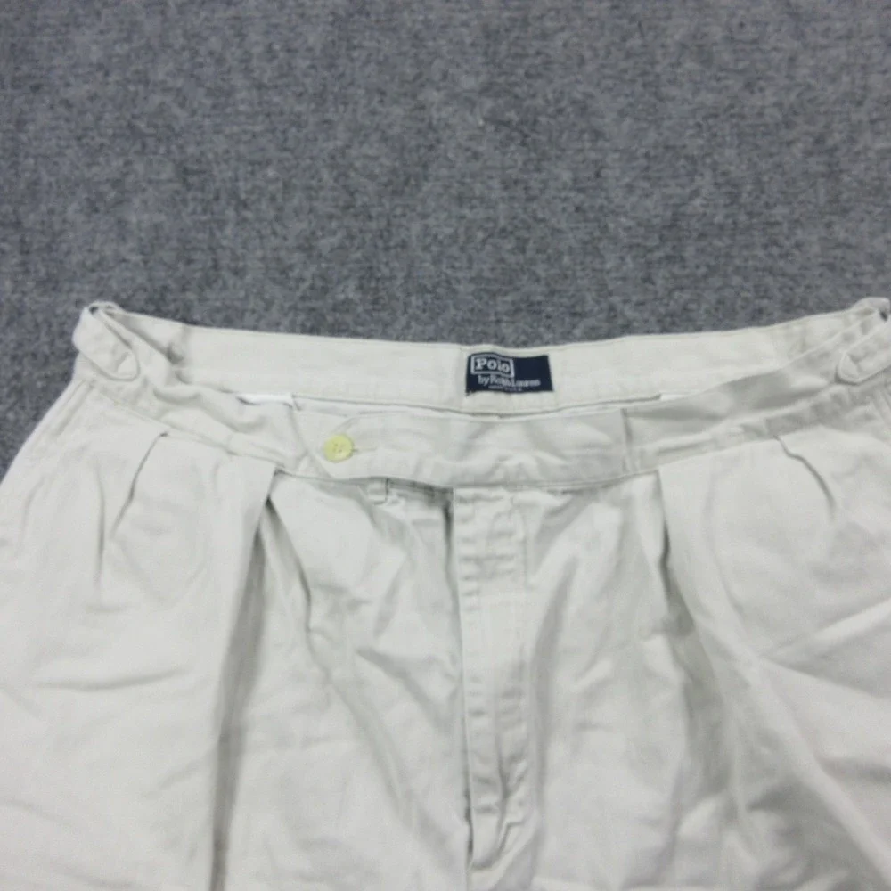 Vintage Polo Ralph Lauren Shorts Mens 36‎ Beige Pleated Chino 9 Inseam USA
